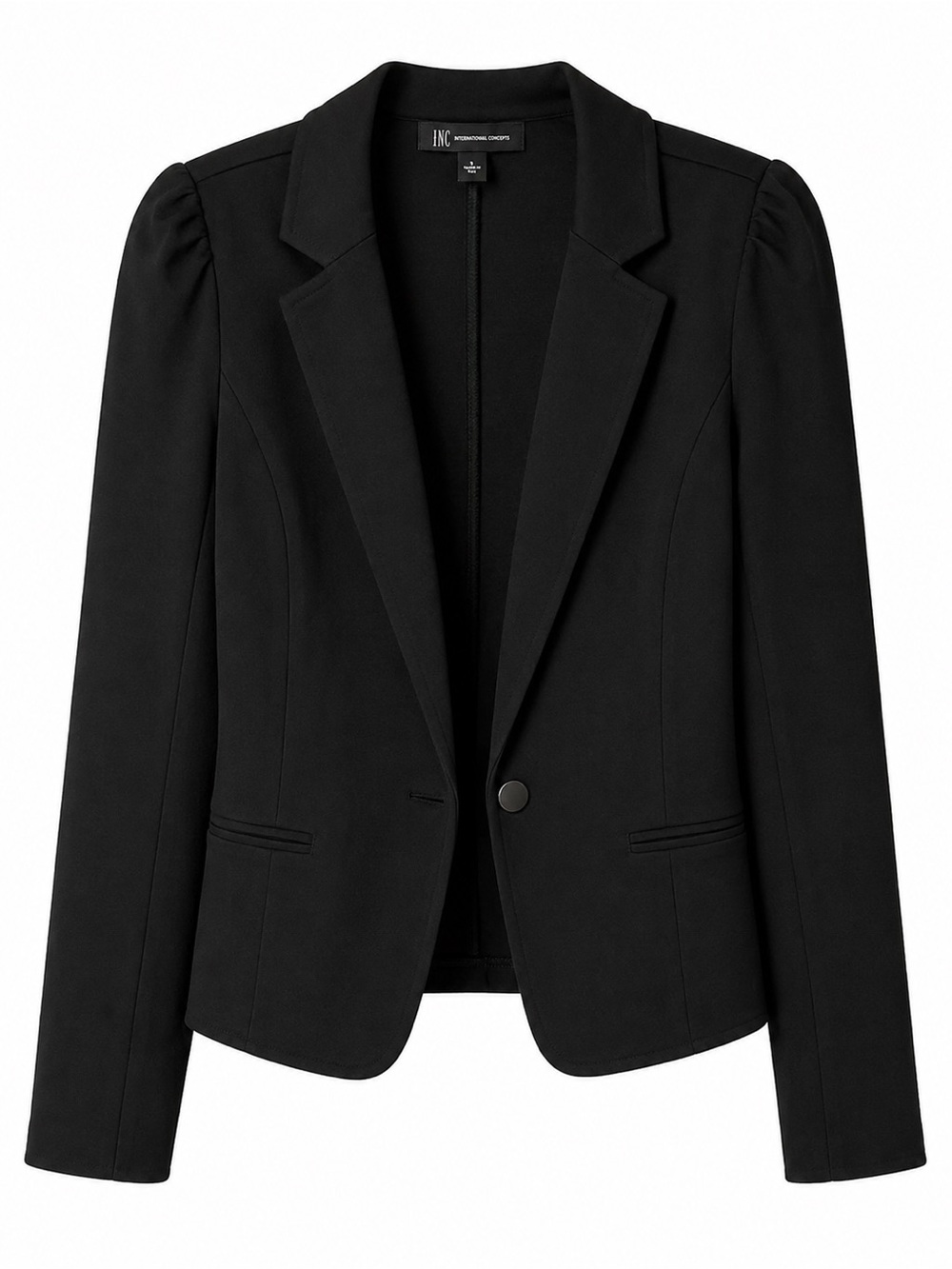 INC International Concepts Black Single-Button Notch Lapel Blazer